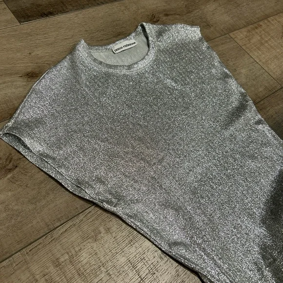 Paco Rabanne silver asymmetric ruched midi dress - Picture 7 of 15